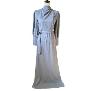 LAMEERA Mint Gray Maxi Dress Long Sleeve High Neck Womens Small NWT